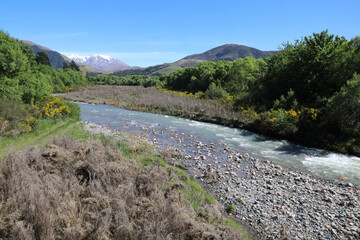 Fototapeta na wymiar Neuseeland - Landschaft mit Taylors Stream / New Zealand - Landscape with Taylors Stream