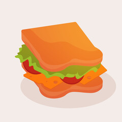 Isolated sandwich color fast food delivery white background icon- Vector