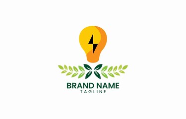 Lamp Energy Leaf Bulb Logo Vector Design Template