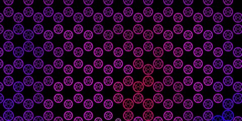 Dark Purple, Pink vector template with esoteric signs.