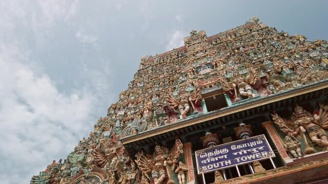 Meenakshi Sundareswarar Temple in Madurai. Tamil Nadu, India. It is a twin temple, one of which is dedicated to Meenakshi, and the other to Lord Sundareswarar