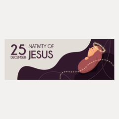 Isolated greeting card nativity purple birth jesus icon- Vector