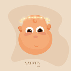 Image nativity beige birth jesus icon- Vector