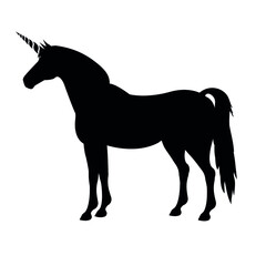 Vector flat unicorn silhouette isolated on white background