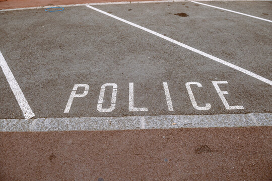 Specially designated for police parking area with white Police word