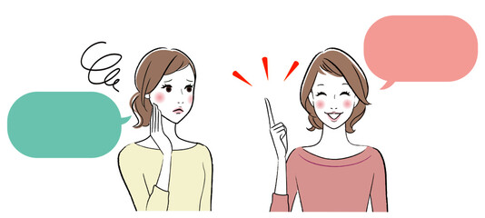会話している二人の女性のイラスト