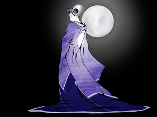 japanese kimono_mountain_moon