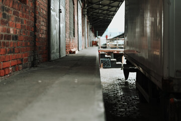 Loading zone in an old warehouse district in Hamburg Germany