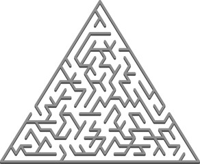 Vector template with a gray triangular 3D maze, puzzle.