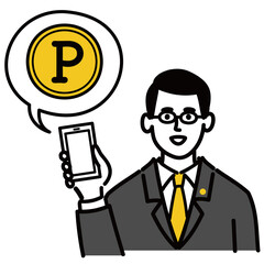 男性　ミドルエイジ 　士業　メガネ　ベクター　ポップ　ポイント
