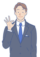 OKサインを出すスーツの男性 シンプル