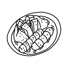 Pempek Icon. Doodle Hand Drawn or Outline Icon Style