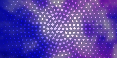 Light Pink, Blue vector layout with bright stars.