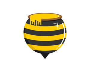 Honey barrel with bee sting shape logo