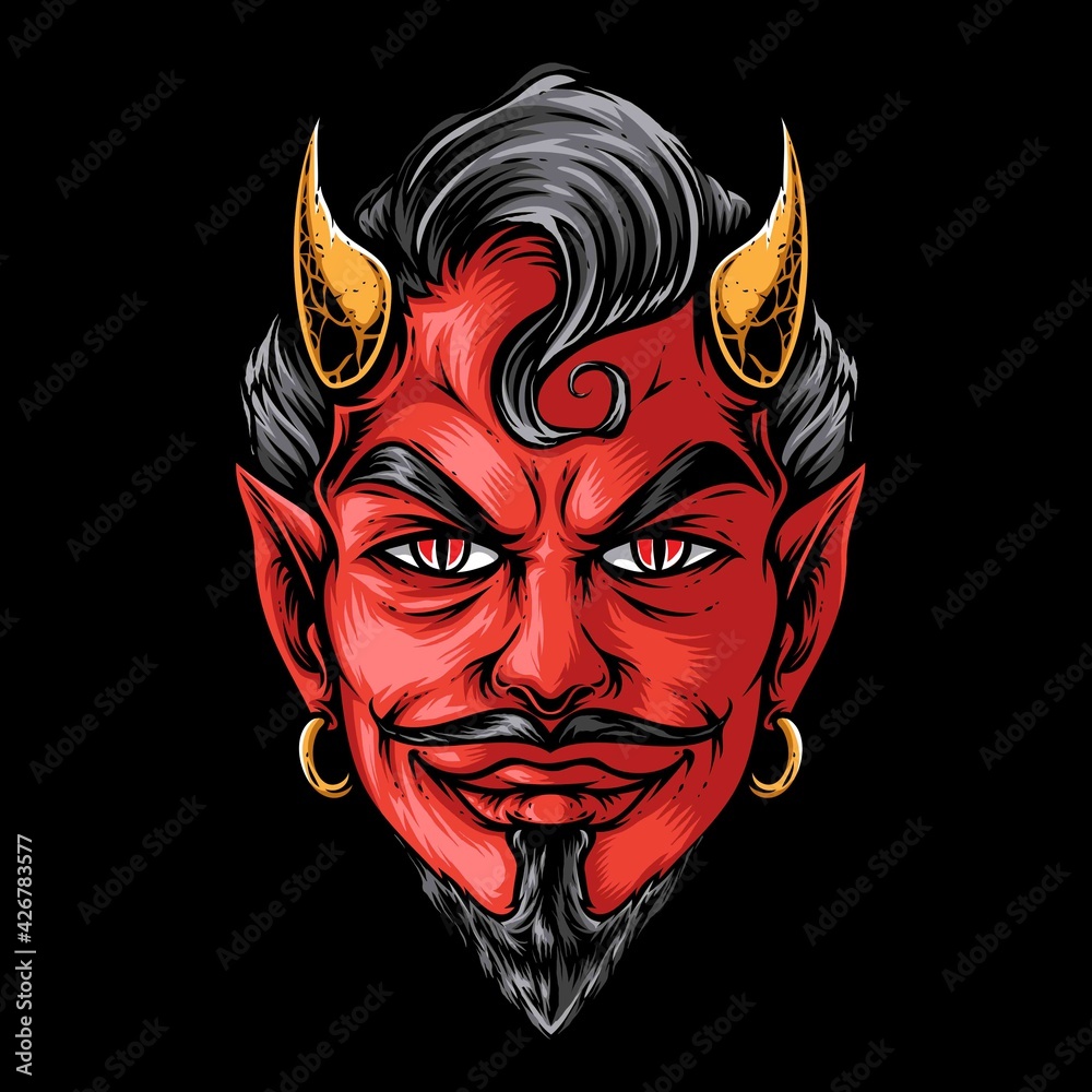 Wall mural devil head vector logo illustration - Wall murals