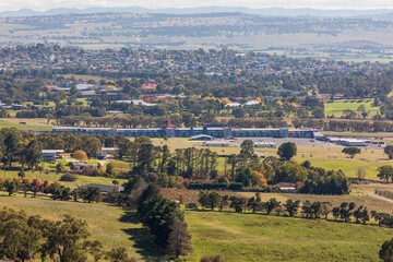 Fototapeta na wymiar Pit Lane at Mount Panorama racetrack in Bathurst in regional Australia