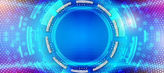 Obraz premium Technology background, color and waves of the future line and text.