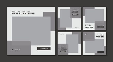Furniture minimalist social media post template collection