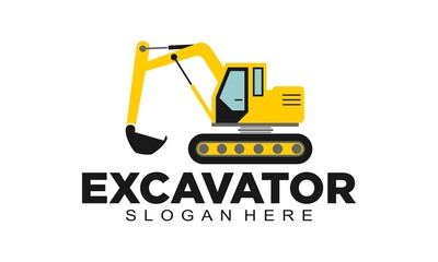 Yellow excavator vector logo