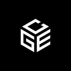 GCE hexagon letter logo design cube. Initial three letters template logo