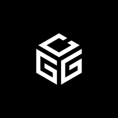 GCG hexagon letter logo design cube. Initial three letters template logo