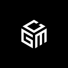 GCM hexagon letter logo design cube. Initial three letters template logo