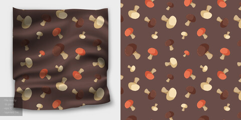 Cute Mushroom Vector Seamless Pattern for Fabric Printing