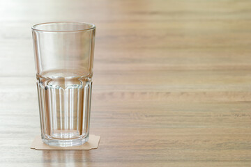 Empty glass on table