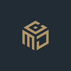 Obraz premium MCD hexagon letter logo design cube. Initial three letter template logo