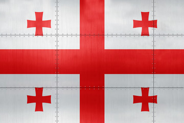 3D Flag of Georgia on metal