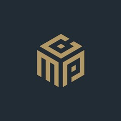 MCP hexagon letter logo design cube. Initial three letter template logo