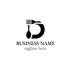 D letter spoon and fork logo template
