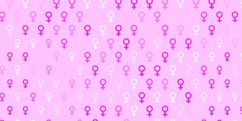 Light Pink vector backdrop with women power symbols.