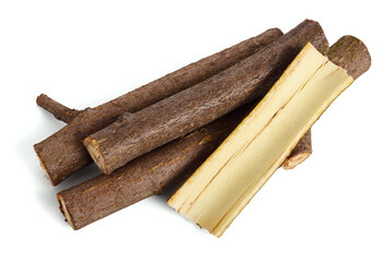 Tilia Tree Bark on a Pile of Wood Twig Chops. Medicinal and Fiber Raw Material. Also Known as...