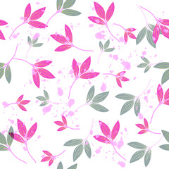fabric design repeated floral pattern, seamless pattern. pink, black leaves and roses vector illustration textile. water color design.