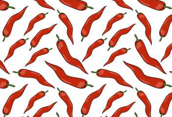 Seamless vector pattern with red peppers