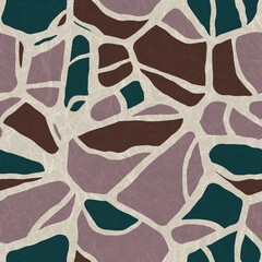 Seamless rock or stone shaped contour pattern print. High quality illustration. Terrazzo like mosaic of natural rounded curve shapes. Textured contemporary surface design for print.