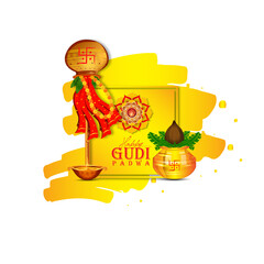 Happy Gudi Padwa, Gudi Padwa celebration of India.vector illustration