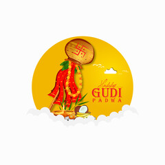 Happy Gudi Padwa, Gudi Padwa celebration of India.vector illustration
