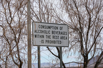 No Alcohols sign in Rest Area
