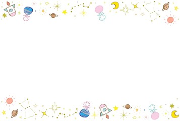 かわいい手描きの宇宙フレーム © mitarasi