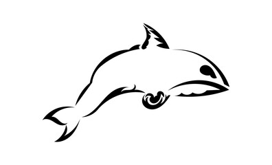 Fototapeta premium Whale tattoo in simple style. Isolated. Vector illustration
