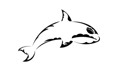 Whale tattoo in Samoan style. Isolated. Vector illustration
