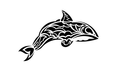 Whale tattoo in Samoan style. Isolated. Vector