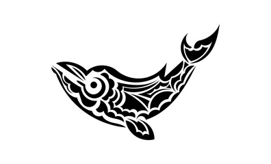 Whale tattoo in Polynesia style. Isolated. Vector