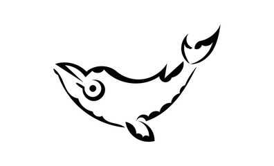 Whale tattoo in Maori style. Isolated. Vector illustration