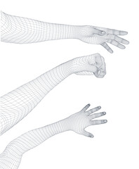A computer generated rendering hand.