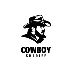 Vector Logo Illustration Cowboy Silhouette Style.
