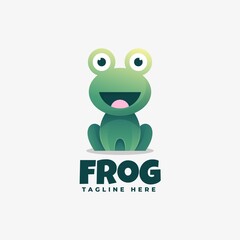 Vector Logo Illustration Frog Gradient Colorful Style.