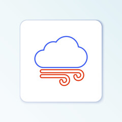 Line Windy weather icon isolated on white background. Cloud and wind. Colorful outline concept. Vector